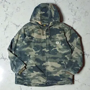 Lee 덕 자켓 카모플라주 패턴 보아 안감 XL 후드 부착