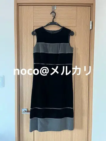 바이컬러 벨로아 원피스 사이즈 9 이클립스 블랙 x 그레이