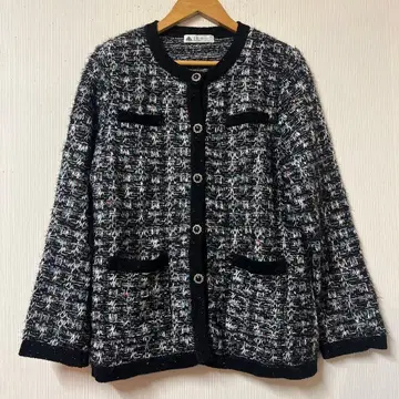 긴자 하나비시 노카라 니트 자켓 프론트 오픈 사이즈 11 블랙