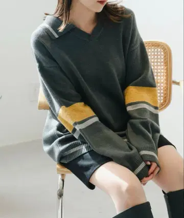 택 포함 미사용 새상품 kastane 스키퍼 라인 니트 풀오버