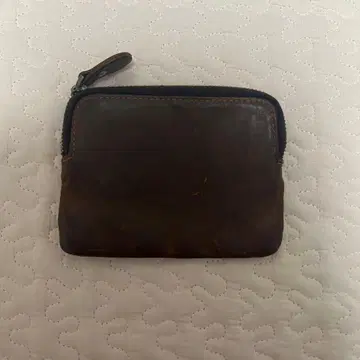 브라운 가죽 지퍼식 지갑