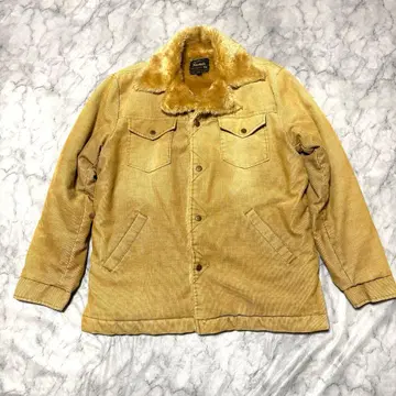 베이지 코듀로이 자켓 퍼 카라 부착