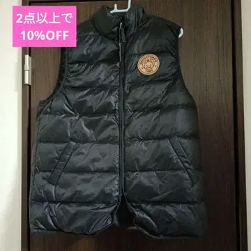 새상품/드럭 스토어즈/다운 베스트/돼지 와펜/블랙/F