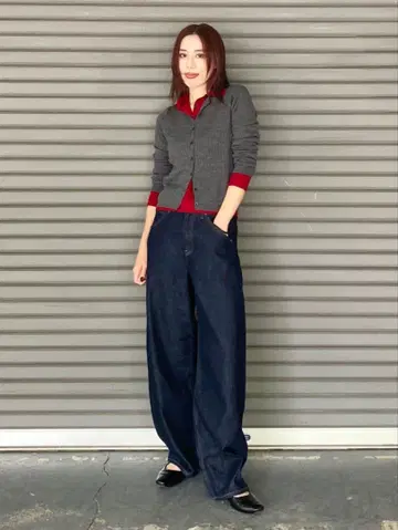 유니클로 배기 커브 청바지 네이비 24