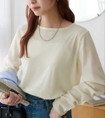 디스코트 플로키 메쉬 롱 슬리브 아이보리 Discoat