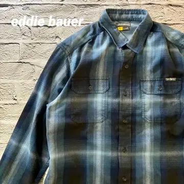 eddie bauer 에디바우어 옴브레 체크 플란넬 셔츠 M 블루