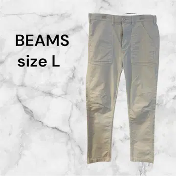BEAMS 빔즈 화이트 데님 팬츠 워크 팬츠 카고 팬츠 L 사이즈