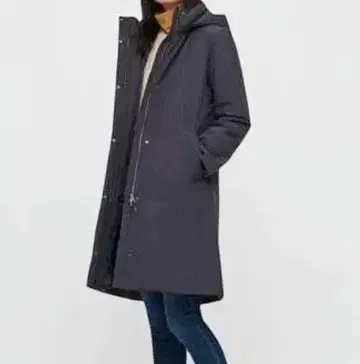 유니클로 하이브리드 다운 코트 롱 네이비 XS