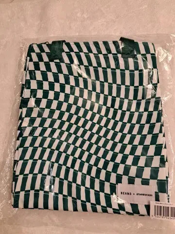 스타벅스 BEAMS 보냉 백 L 체커 그린