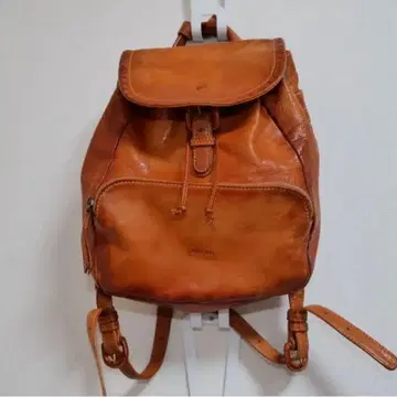 [ 미사용 ] genten 가죽 백팩 중형 브라운