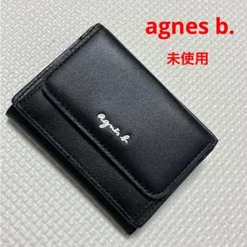 미사용 agnes b. 에네스베 가죽 3단 폴더형 지갑 블랙 미니 지갑