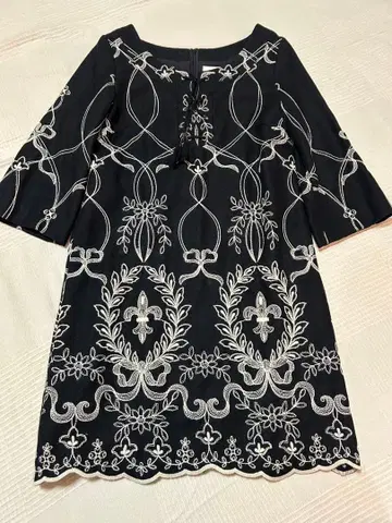 그레이스 클래스 38 블랙 팔분 소매 원피스