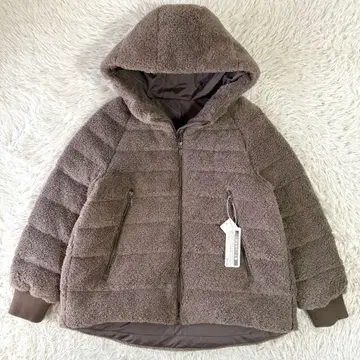 [ 미사용 ] So close 디노스 보아 다운 자켓 후드 부착 모카 L