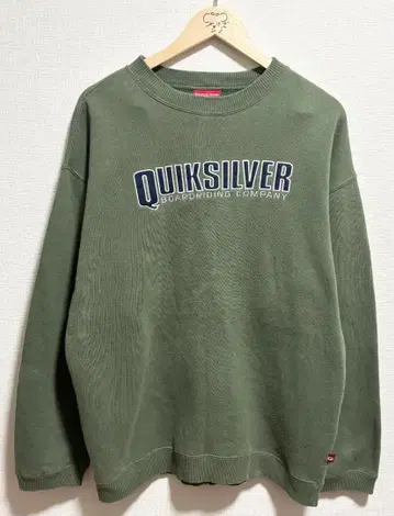 Quiksilver 트레이닝복 맨투맨 구제 의류 그린 오버 사이즈