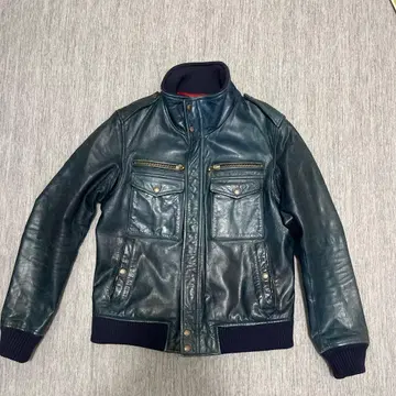 AVIREX 다크 블루 가죽 자켓 M