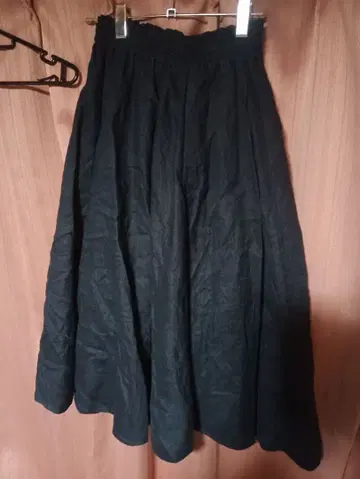 미라 오웬 블랙 헴프 100% 벌룬 롱 스커트 허리밴딩