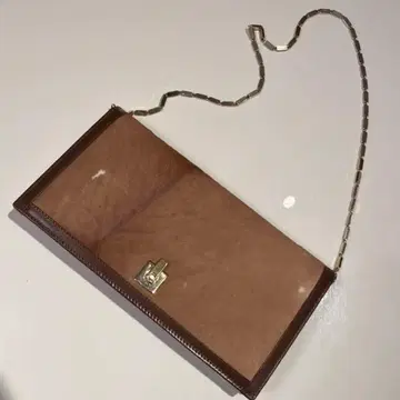 브라운 가죽 2way 숄더 클러치백