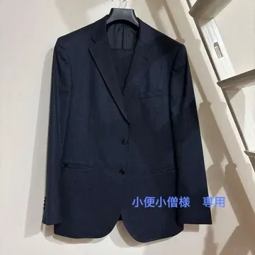 다크 블루 체크 무늬 비즈니스 정장