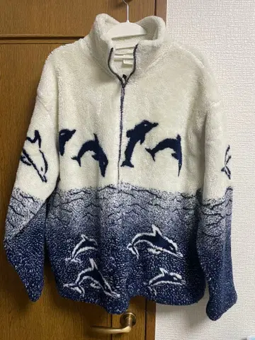 BLACK MOUNTAIN 플리스 자켓 애니멀 무늬 XL 돌고래