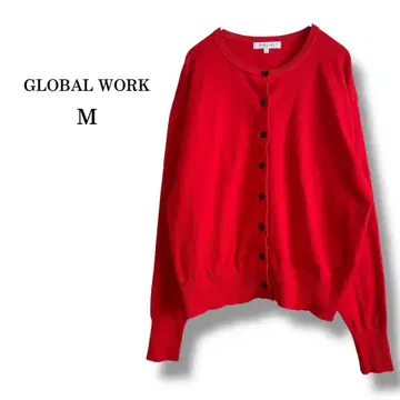 [ GLOBAL WORK ] 크루넥 가디건 베이직 워셔블 레드 계열 M