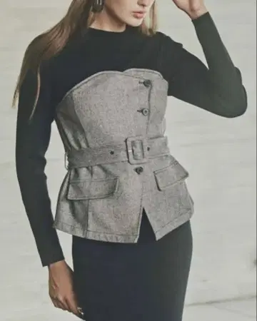 Pinky&Dianne 해링본 컴비 니트 풀오버 38 블랙