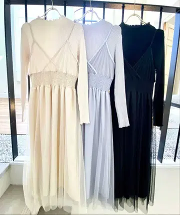 튤 도킹 니트 원피스