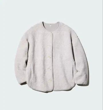 택 포함 새상품 XL 유니클로 보아 플리스 릴랙스 가디건 라이트 그레이