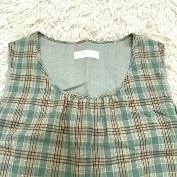 핑크하우스 체크 티어드 원피스 그린