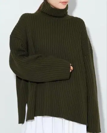 plage wideribturtle 니트 긴팔 카키