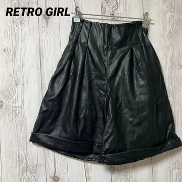 [레트로걸] 하이웨스트 팬츠 숏 팬츠 인조 가죽 블랙 F