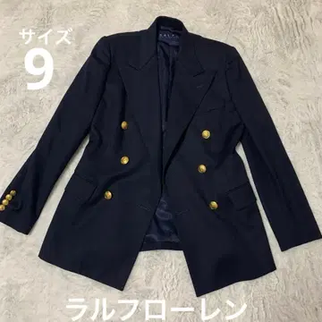랄프 로렌 골드 버튼 네이비 테일러드 자켓 어깨 패드 더블 9호