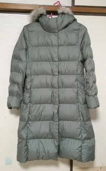 후드 부착 롱 다운 자켓 그레이 M