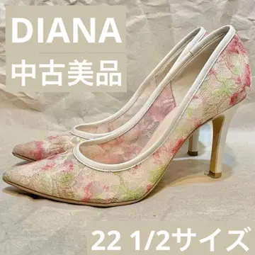 새상품급 중고 DIANA 튤 레이스 조 스틸레토 하이힐 22 1/2