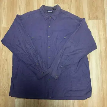 90s 파타고니아 긴팔 셔츠 L 보라색 체크 무늬