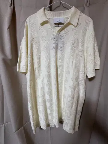 BALR. 메쉬 편직 피케 셔츠 L 아이보리