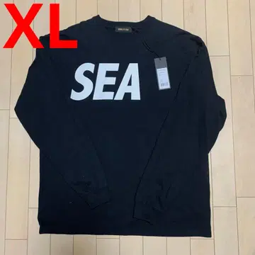 XL WIND AND SEA 로고 롱T 로고t 블랙 블랙 화이트