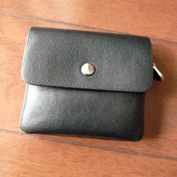 블랙 가죽 이단 접이식 지갑