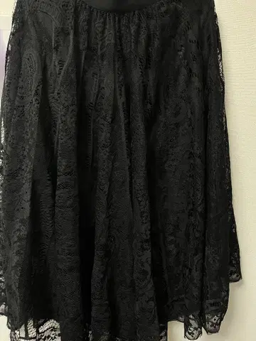 레이스 플레어 스커트 블랙 페이즐리 무늬