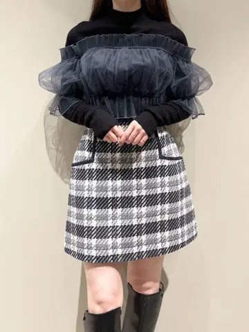 snidel 튤 도킹 니트 풀오버