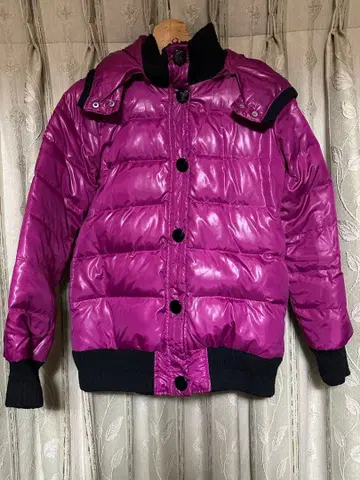 AndA 후드 탈부착 가능 핑크 퍼플 다운 자켓 사이즈 38