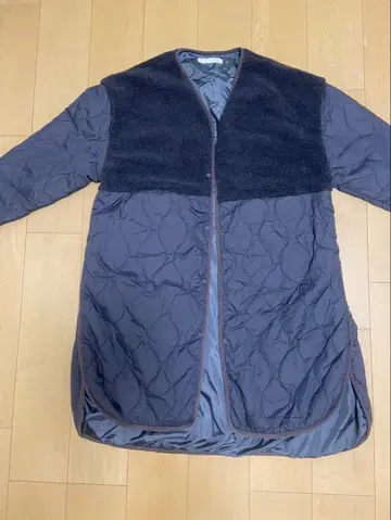 네이비 퀼팅 자켓 롱 기장