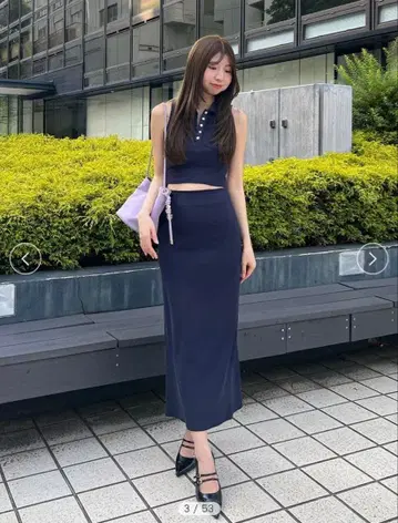 [ 새상품 ] SNIDEL 폴로컷 세트 네이비 M 사이즈