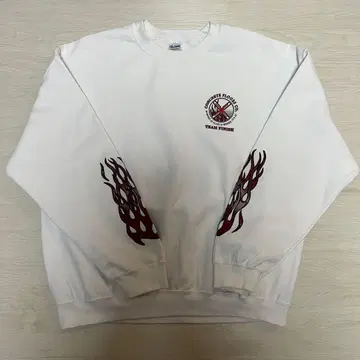 파이어 패턴 화이트 맨투맨 기업 상품 XL GILDAN