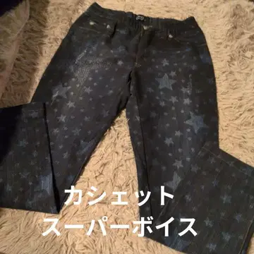 슈퍼보이스 별 패턴 다크 블루 데님 팬츠 미상품 전사 스트레치