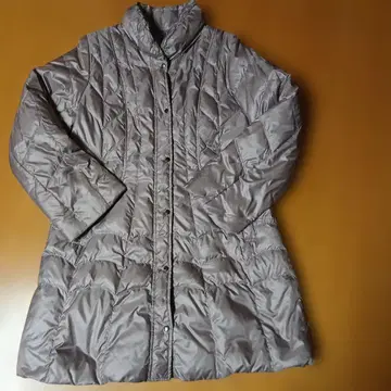 그레이 다운 퀼팅 롱 코트