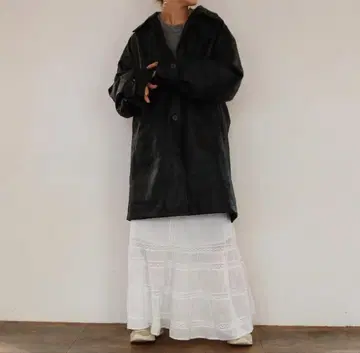 aere 에코 가죽 코트 블랙