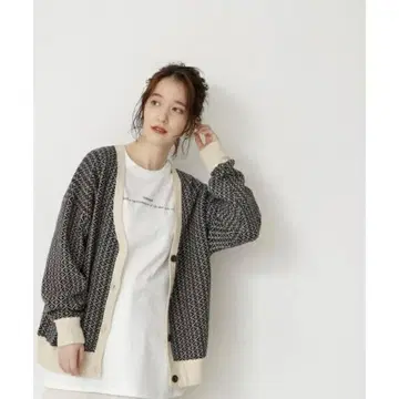 자카드 편직 니트 가디건 N.내추럴 뷰티 베이직