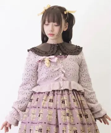 미사용 새상품 axesfemmekawaii 곰 브로치 니트 볼레로 핑크