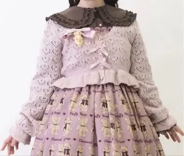 미사용 새상품 axesfemmekawaii 곰 브로치 니트 볼레로 핑크