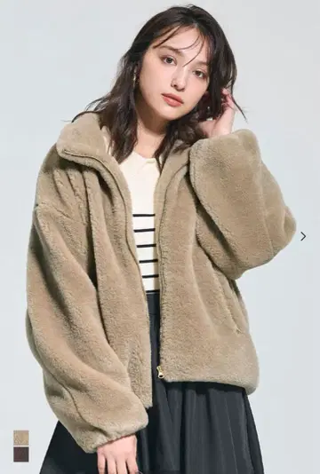 coca 코카 인조 모피 스탠드 카라 블루종 M